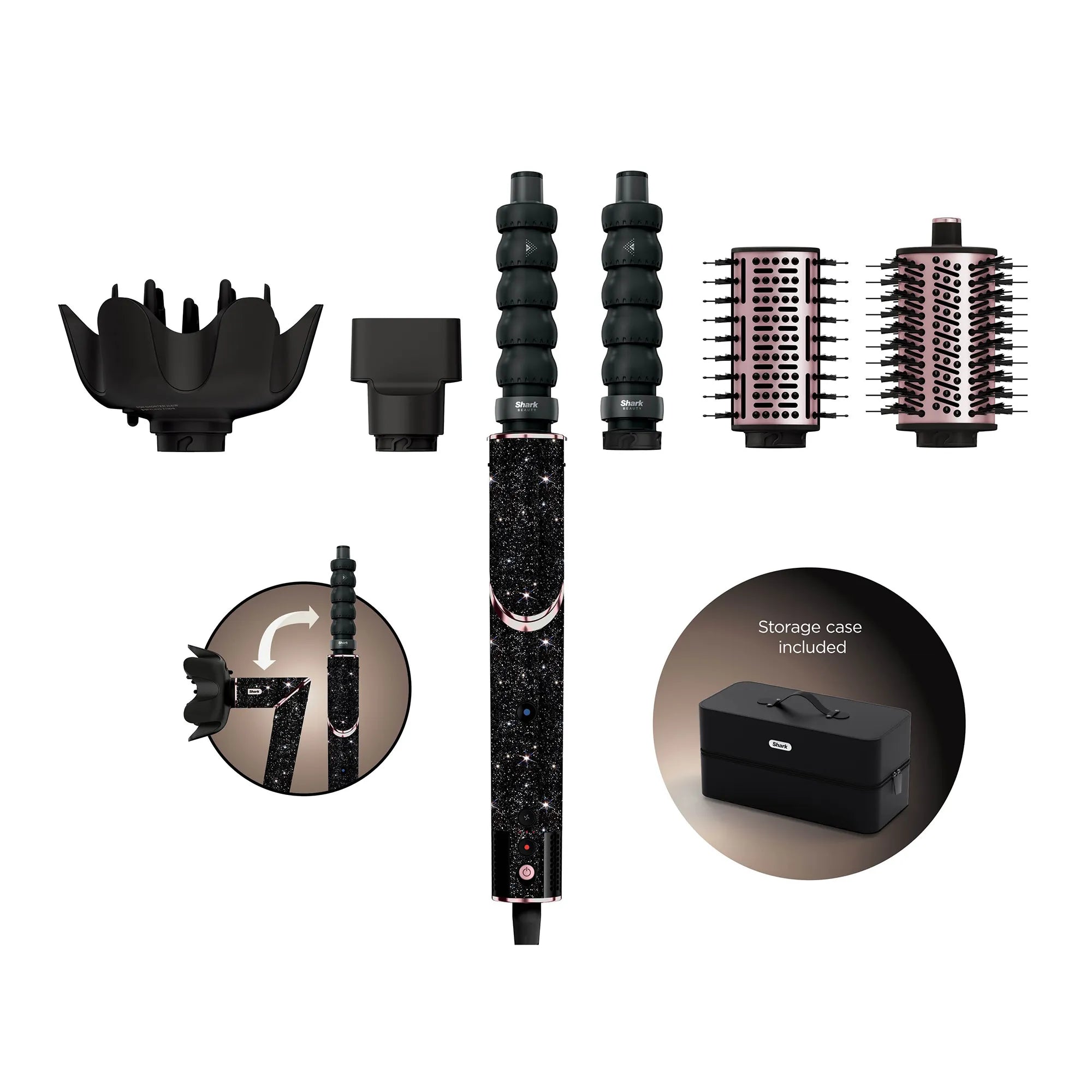 Shark FlexStyle Hair Dryer & Styler with Heat Control | Black Sparkle Limited Edition